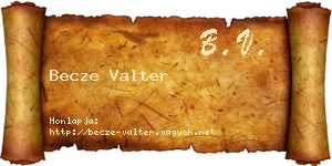 Becze Valter névjegykártya
